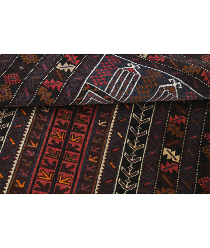 Red Afghan Baluchi Rug 2' 11" x 4' 9" Hand-Knotted | No. AT65904