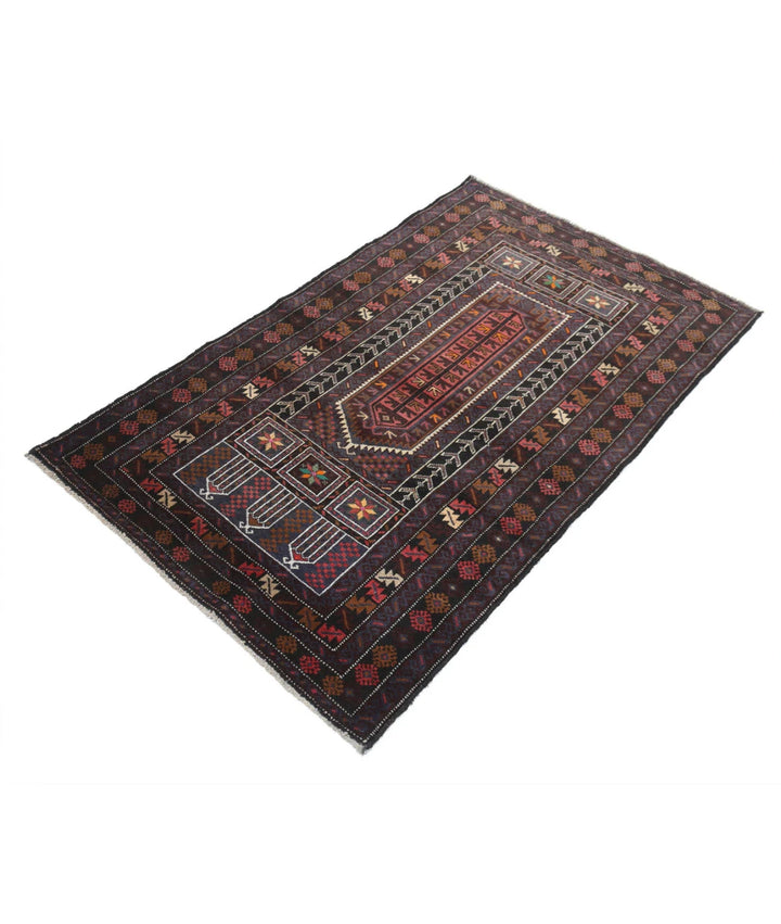 Red Afghan Baluchi Rug 2' 11" x 4' 9" Hand-Knotted | No. AT65904