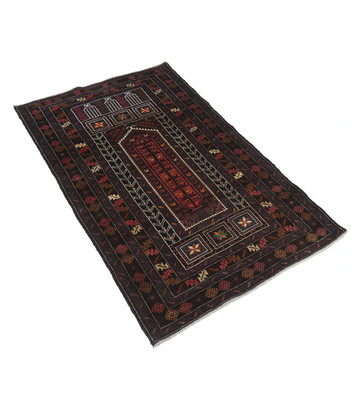 Red Afghan Baluchi Rug 2' 11" x 4' 9" Hand-Knotted | No. AT65904