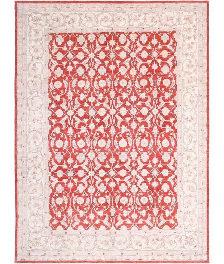 Red Afghan Ziegler Rug 9' 11" x 13' 7" Hand-Knotted | No. AT65920