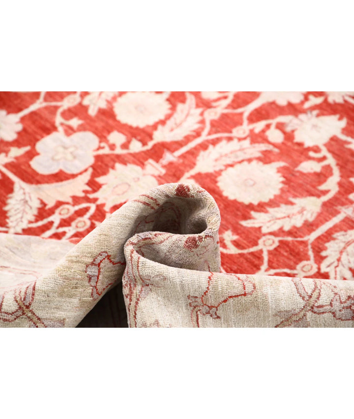 Red Afghan Ziegler Rug 9' 11" x 13' 7" Hand-Knotted | No. AT65920