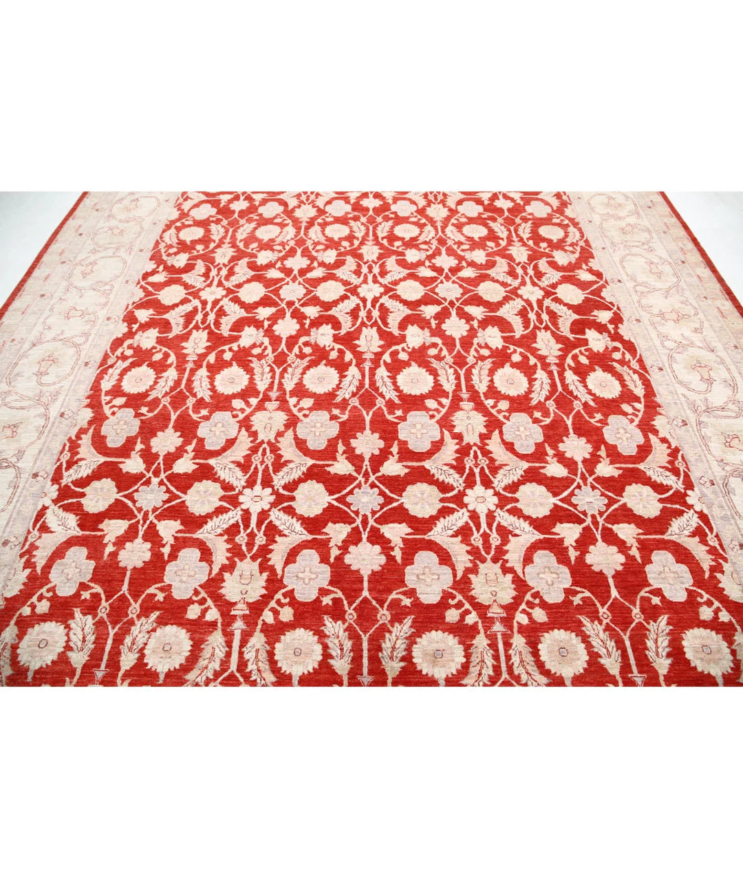 Red Afghan Ziegler Rug 9' 11" x 13' 7" Hand-Knotted | No. AT65920