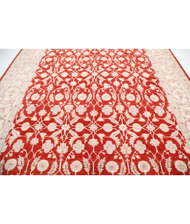Red Afghan Ziegler Rug 9' 11" x 13' 7" Hand-Knotted | No. AT65920