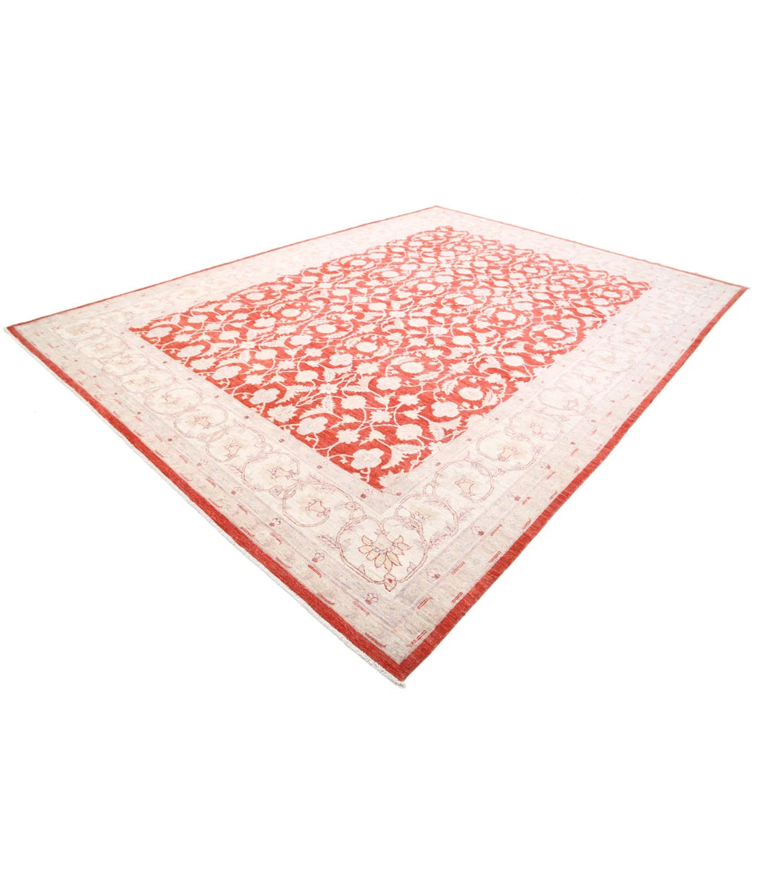 Red Afghan Ziegler Rug 9' 11" x 13' 7" Hand-Knotted | No. AT65920
