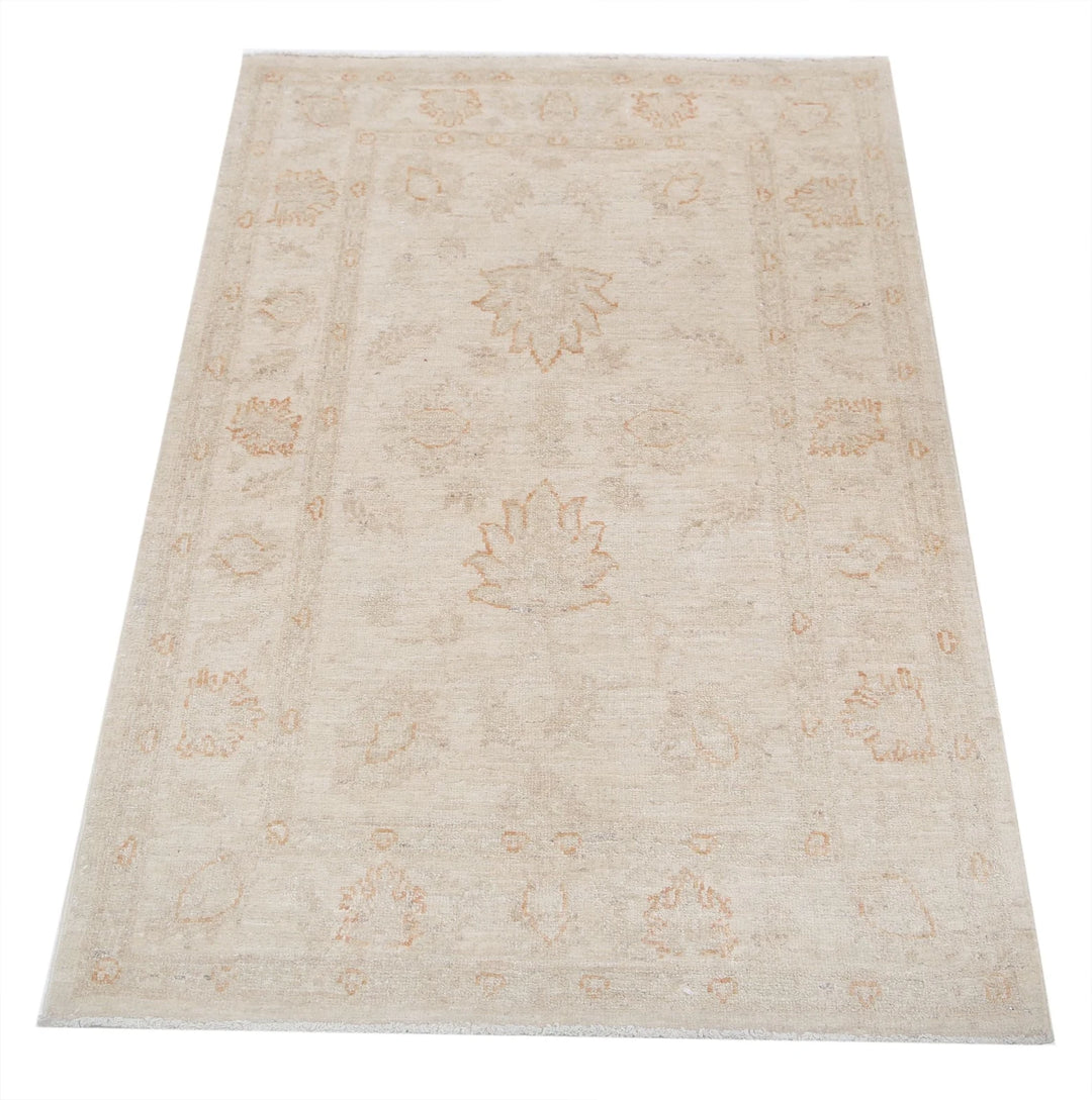 Ivory Afghan Serenity Rug 2' 8" x 4' 0" Hand-Knotted | No. AT65933
