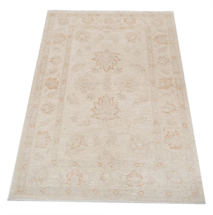 Ivory Afghan Serenity Rug 2' 8" x 4' 0" Hand-Knotted | No. AT65933