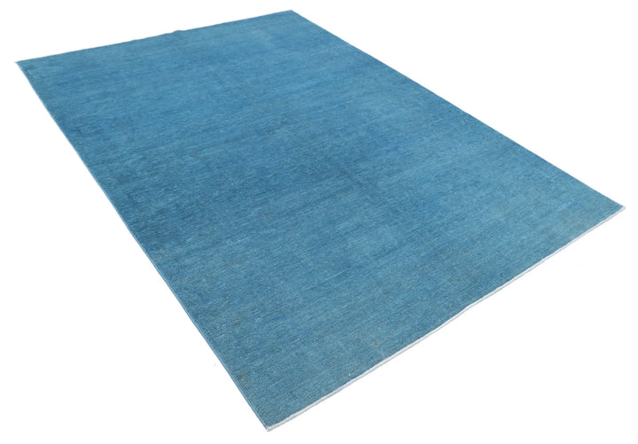 Blue Afghan Overdye Rug 5' 11" x 8' 3" Hand-Knotted | No. AT66016