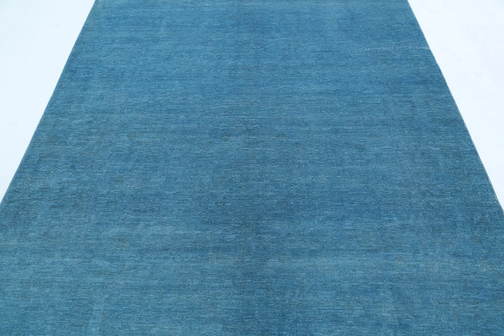 Blue Afghan Overdye Rug 5' 11" x 8' 3" Hand-Knotted | No. AT66016