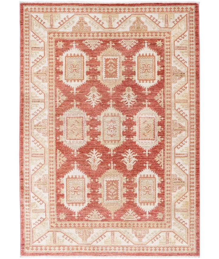 Rust Afghan Ziegler Rug 4' 2" x 6' 0" Hand-Knotted | No. AT66076
