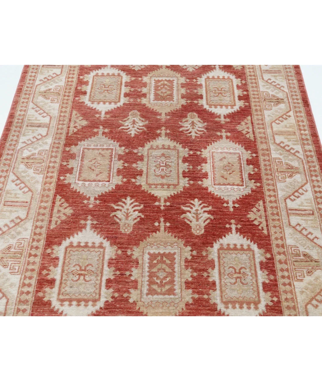 Rust Afghan Ziegler Rug 4' 2" x 6' 0" Hand-Knotted | No. AT66076