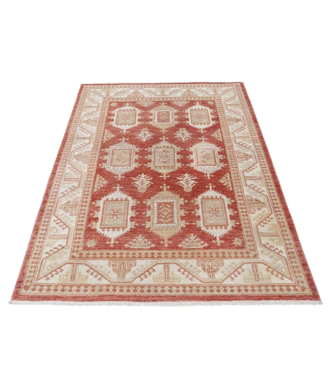 Rust Afghan Ziegler Rug 4' 2" x 6' 0" Hand-Knotted | No. AT66076