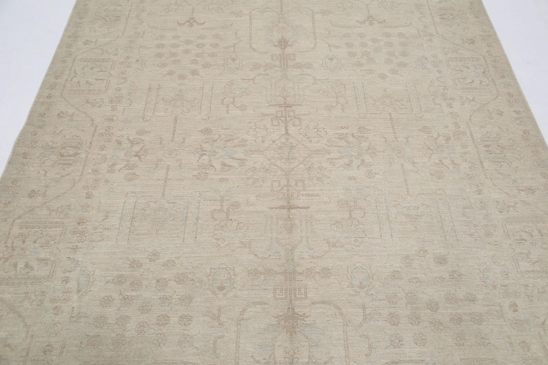 Ivory Afghan Serenity Rug 6' 0" x 8' 2" Hand-Knotted | No. AT66169