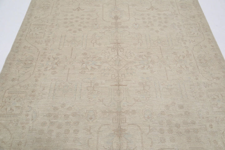 Ivory Afghan Serenity Rug 6' 0" x 8' 2" Hand-Knotted | No. AT66169