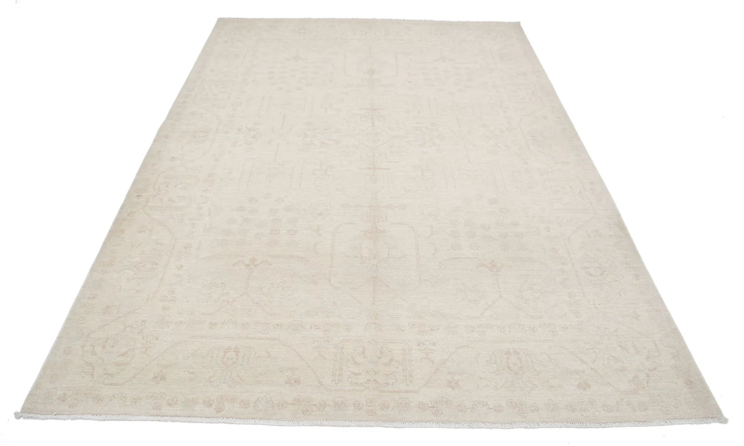 Ivory Afghan Serenity Rug 6' 0" x 8' 2" Hand-Knotted | No. AT66169