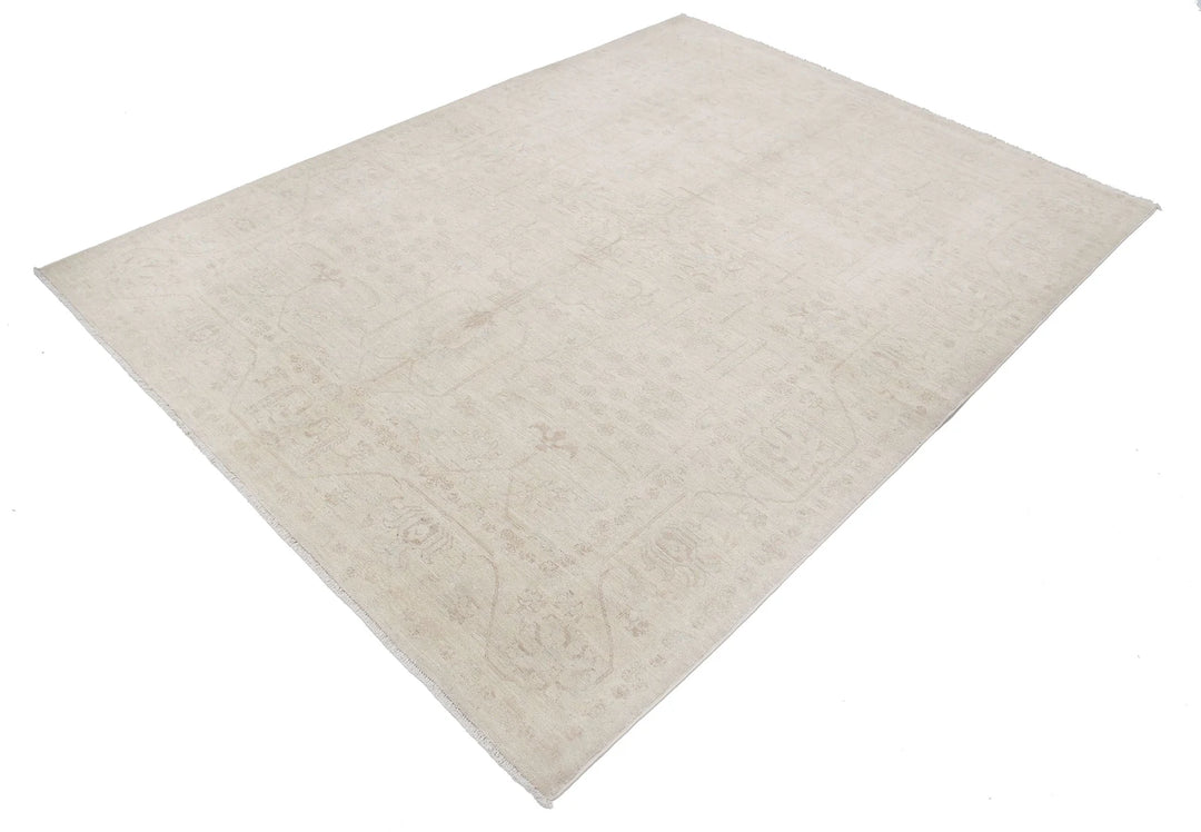 Ivory Afghan Serenity Rug 6' 0" x 8' 2" Hand-Knotted | No. AT66169