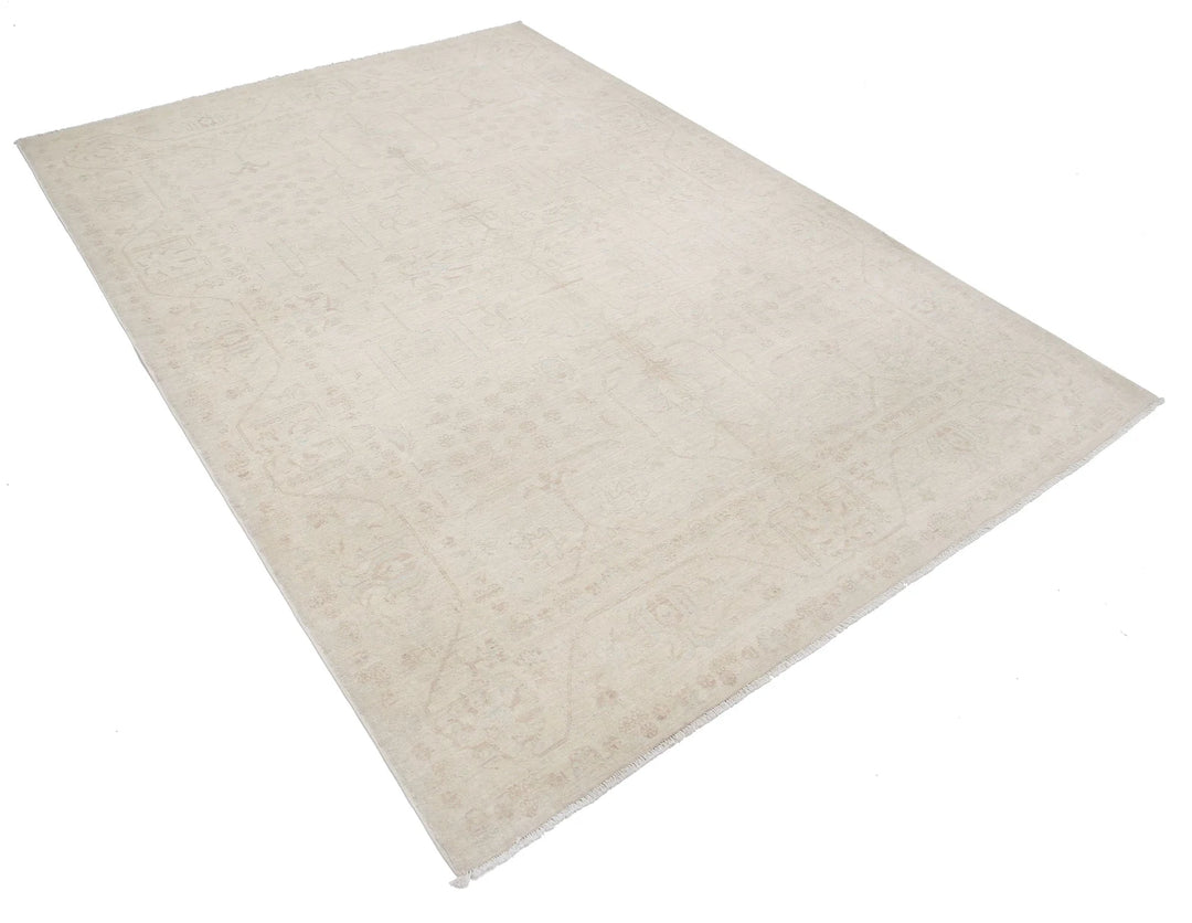 Ivory Afghan Serenity Rug 6' 0" x 8' 2" Hand-Knotted | No. AT66169