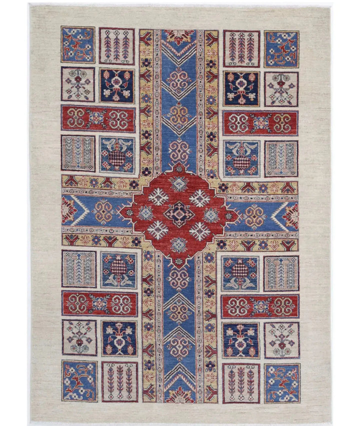 Afghan Bakhtiari Rug 4' 9" x 6' 6" Hand-Knotted | No. AT66175