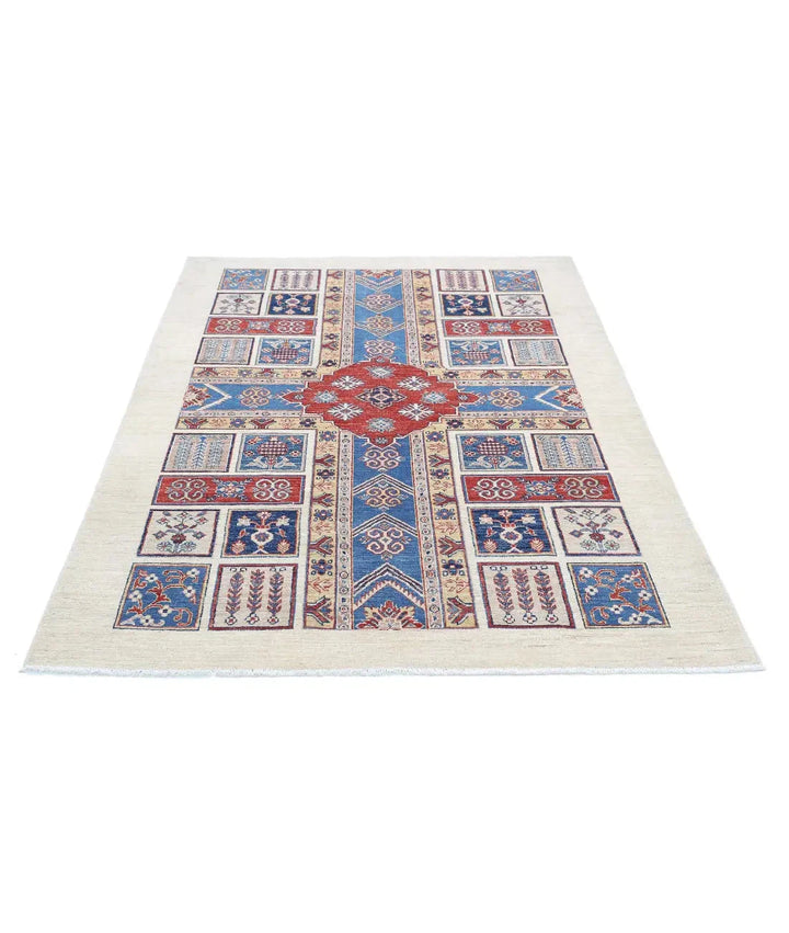 Afghan Bakhtiari Rug 4' 9" x 6' 6" Hand-Knotted | No. AT66175
