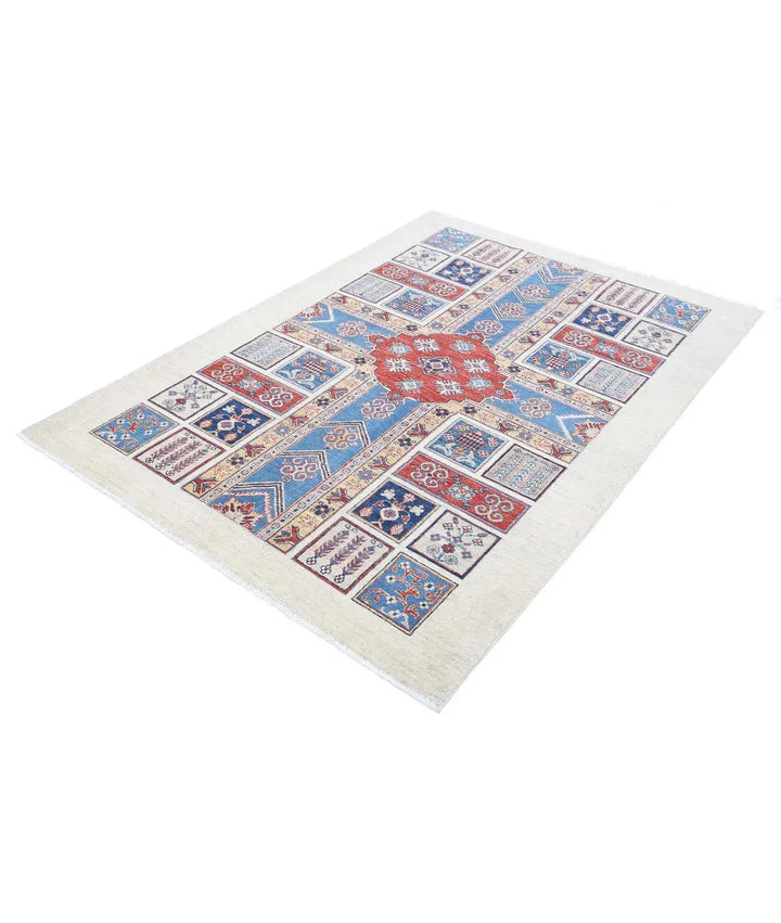 Afghan Bakhtiari Rug 4' 9" x 6' 6" Hand-Knotted | No. AT66175