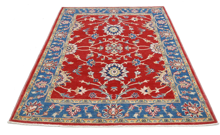 Red Afghan Ziegler Rug 5' 1" x 6' 1" Hand-Knotted | No. AT66180