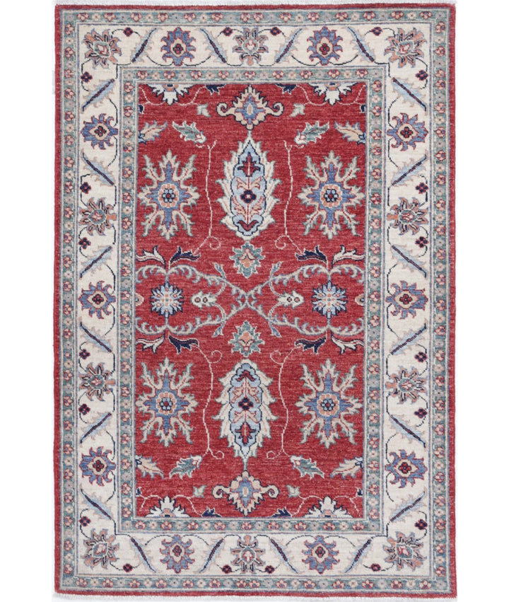 Red Afghan Ziegler Rug 3' 0" x 4' 8" Hand-Knotted | No. AT66232