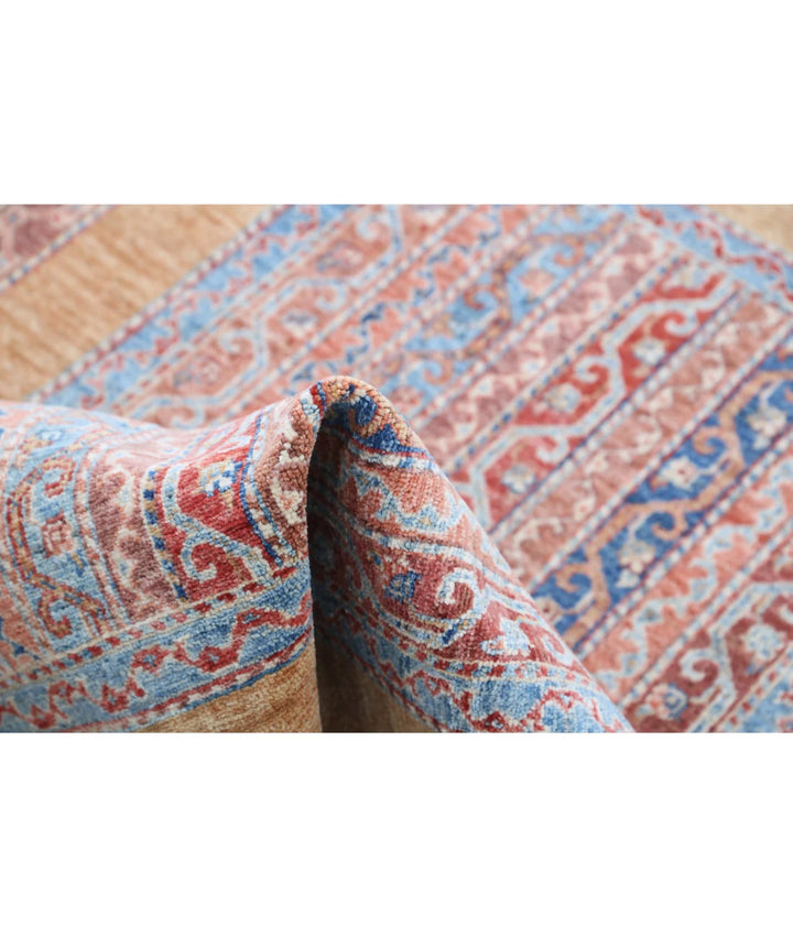 Gold Afghan Runner Rug 3' 3" x 4' 9" Hand-Knotted | No. AT662349