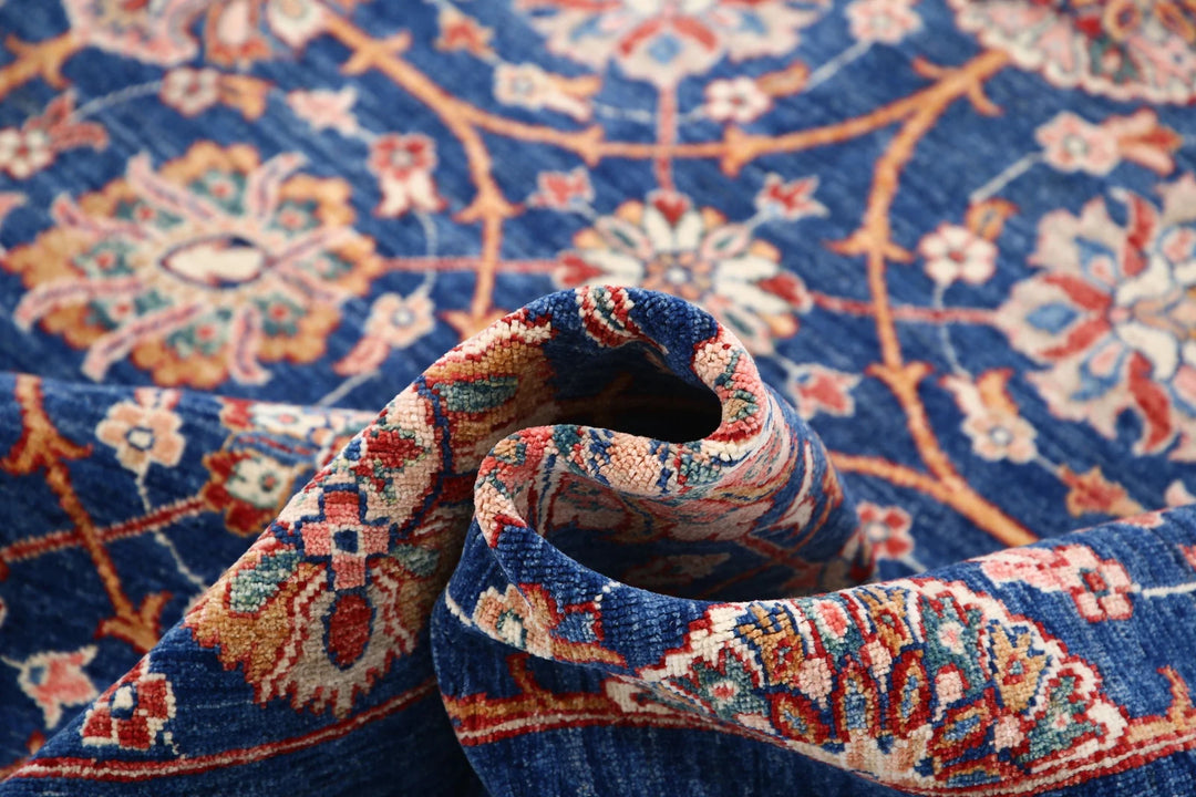 Blue Afghan Ziegler Rug 6' 10" x 9' 3" Hand-Knotted | No. AT66284