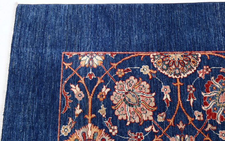 Blue Afghan Ziegler Rug 6' 10" x 9' 3" Hand-Knotted | No. AT66284