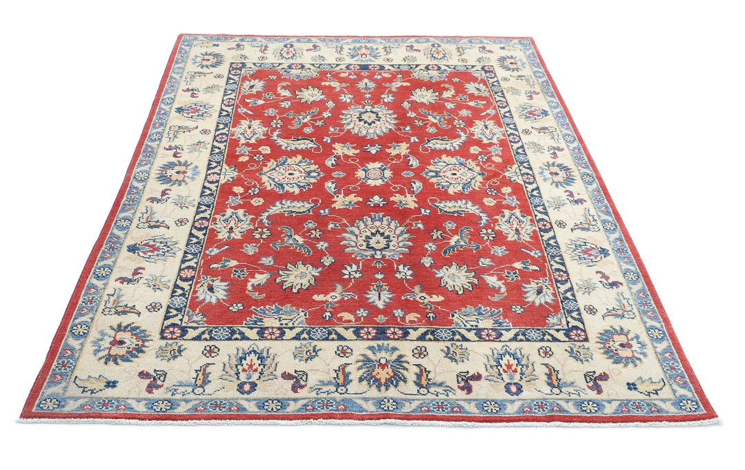 Afghan Ziegler Rug 4' 8" x 6' 10" Hand-Knotted | No. AT66339