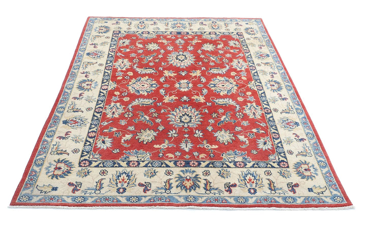Afghan Ziegler Rug 4' 8" x 6' 10" Hand-Knotted | No. AT66339