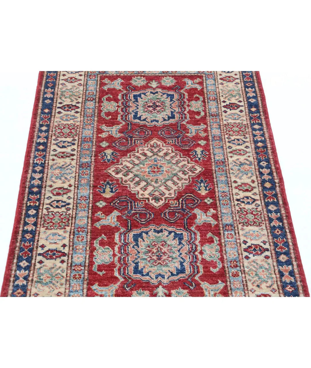 Red Afghan Kazak Rug 2'7" x 4'0" Hand-Knotted | No. AT663491