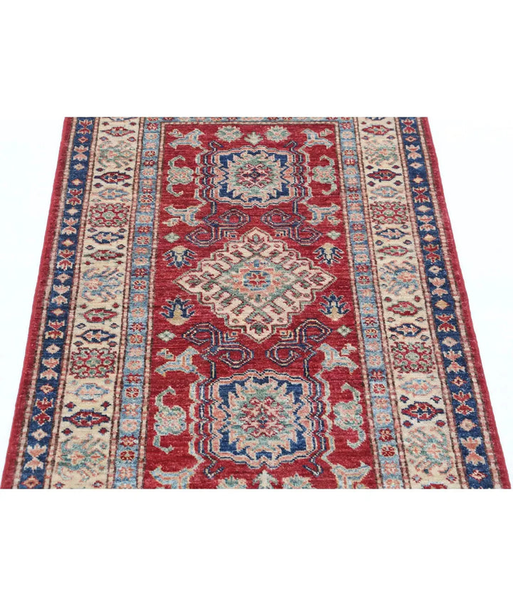 Red Afghan Kazak Rug 2'7" x 4'0" Hand-Knotted | No. AT663491