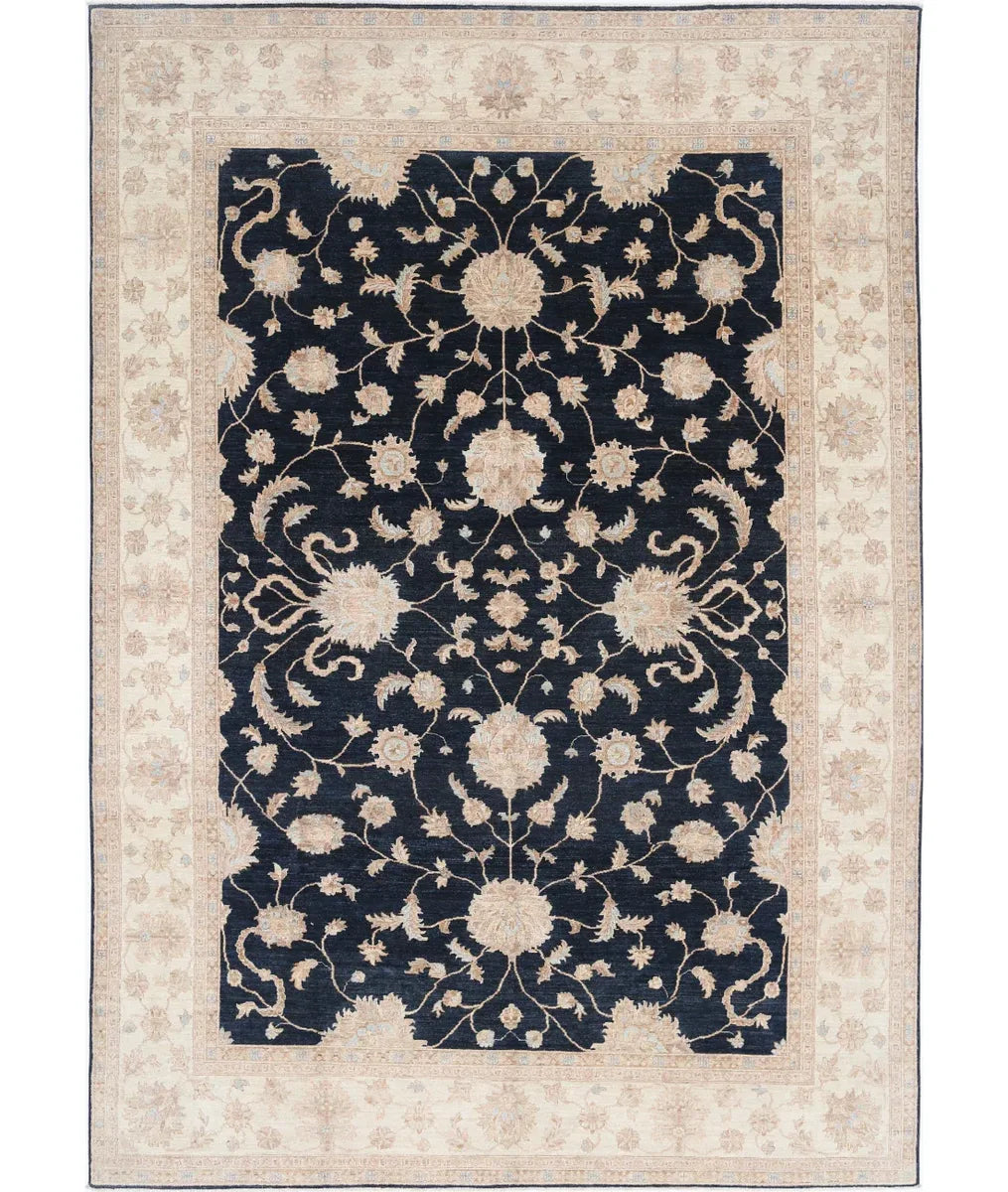 Black Afghan Ziegler Rug 8' 10" x 12' 10" Hand-Knotted | No. AT66487