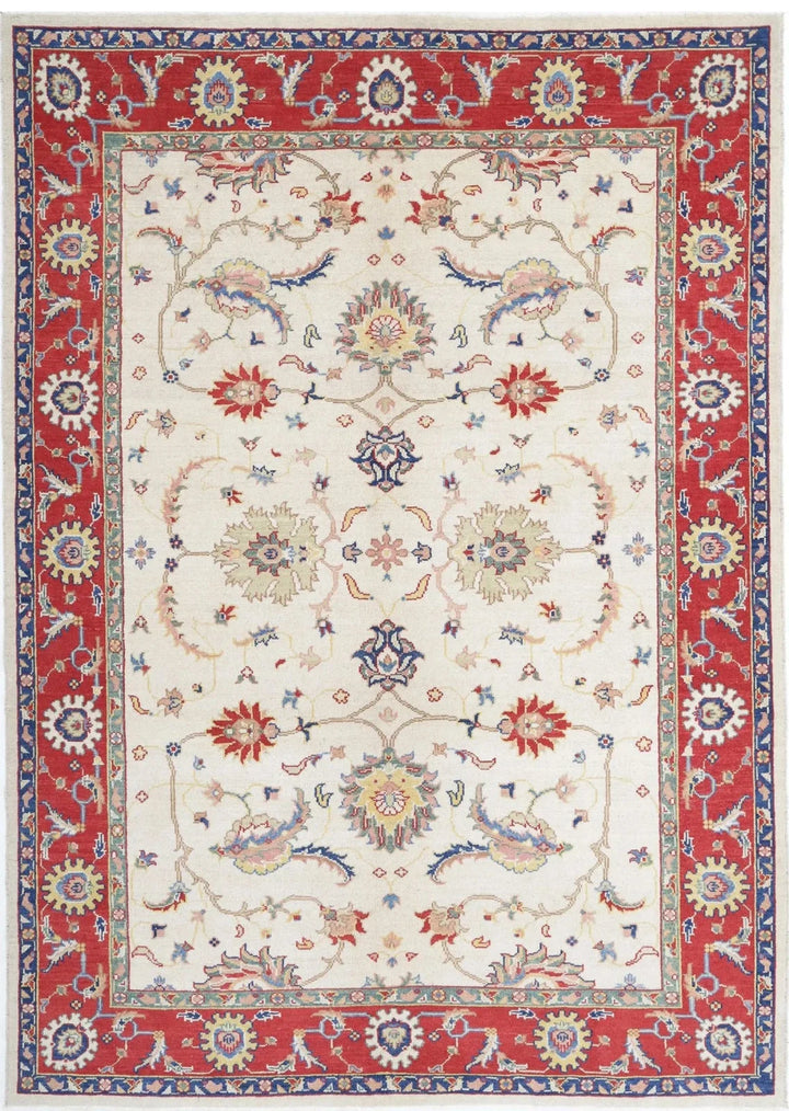 Afghan Ziegler Rug 6' 7" x 9' 3" Hand-Knotted | No. AT66628