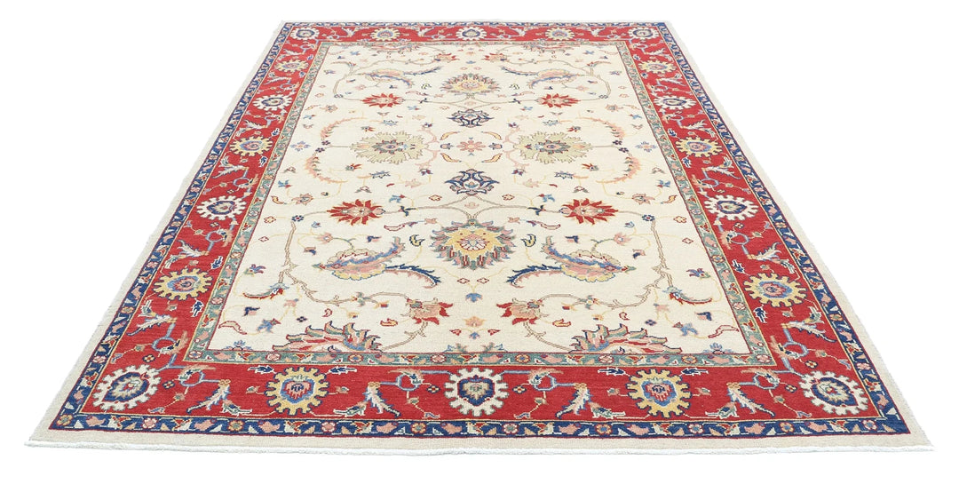 Afghan Ziegler Rug 6' 7" x 9' 3" Hand-Knotted | No. AT66628