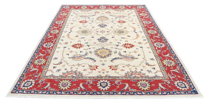 Afghan Ziegler Rug 6' 7" x 9' 3" Hand-Knotted | No. AT66628