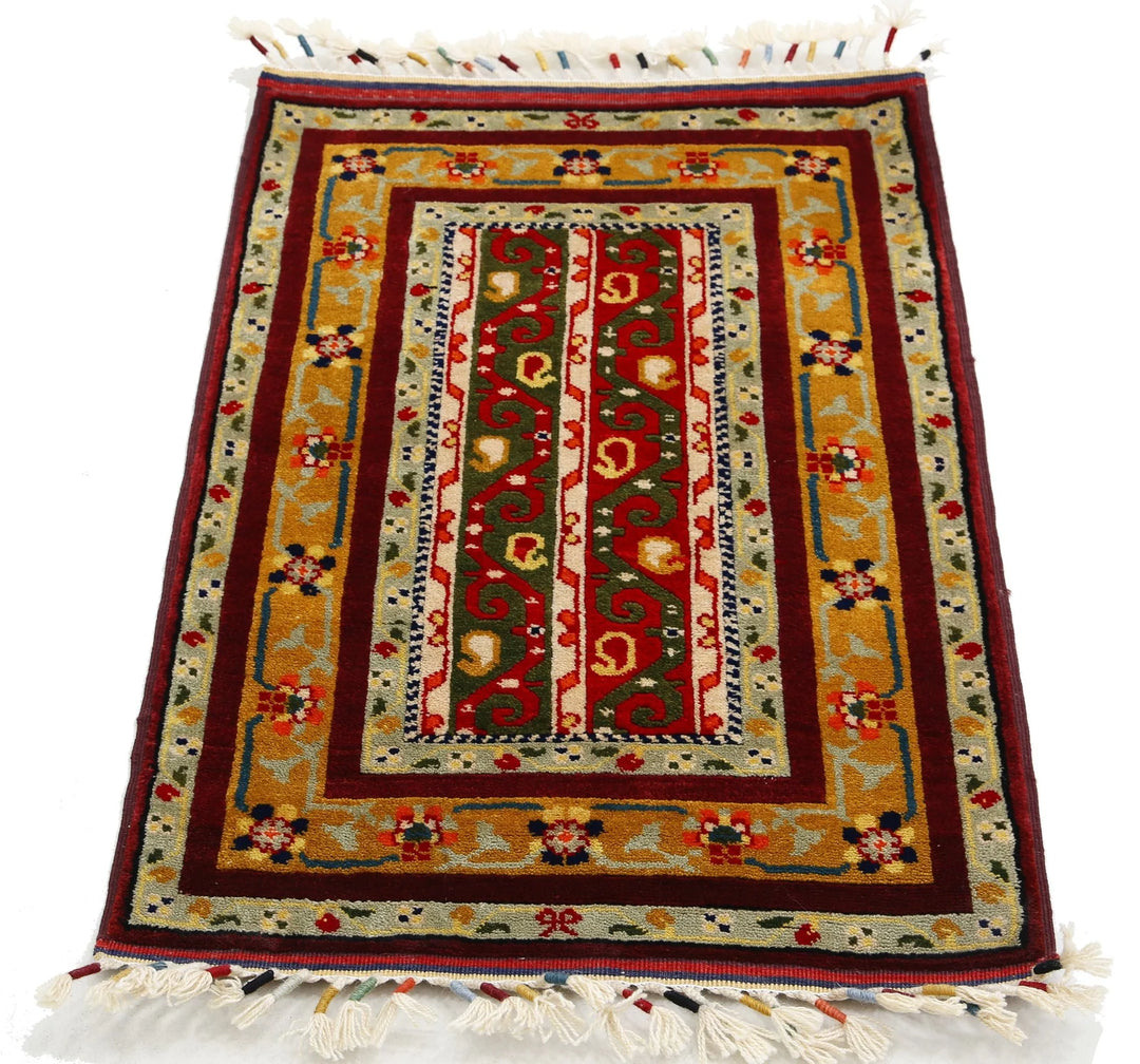 Afghan Shaal Rug 2' 1" x 3' 2" Hand-Knotted | No. AT66652