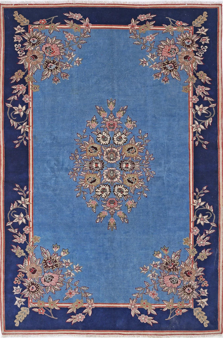 Blue Persian Tabriz Rug 5' 0" x 7' 6" Hand-Knotted | No. AT66747