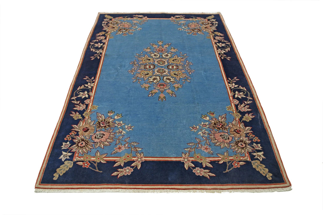 Blue Persian Tabriz Rug 5' 0" x 7' 6" Hand-Knotted | No. AT66747
