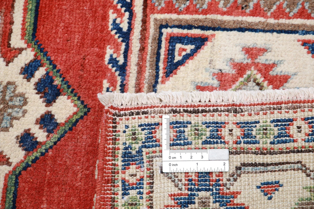Afghan Tribal Kazak Rug 3' 4" x 4' 9" Hand-Knotted | No. AT66840