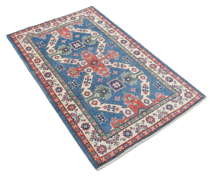 Afghan Tribal Kazak Rug 3' 0" x 5' 0" Hand-Knotted | No. AT66875