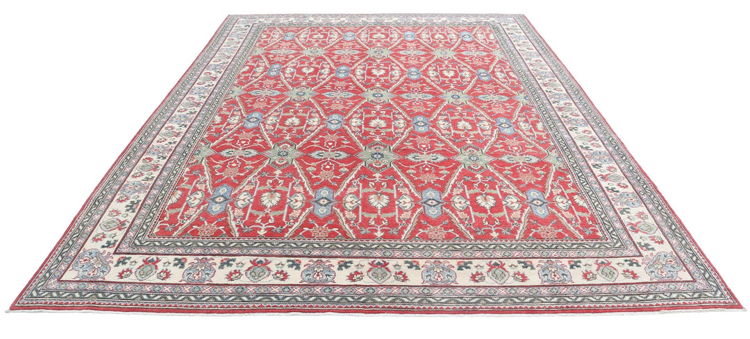 Afghan Kazak Rug 8' 10" x 11' 7" Hand-Knotted | No. AT66922