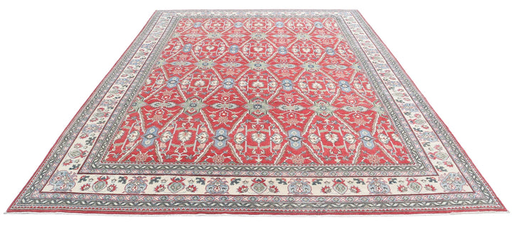 Afghan Kazak Rug 8' 10" x 11' 7" Hand-Knotted | No. AT66922