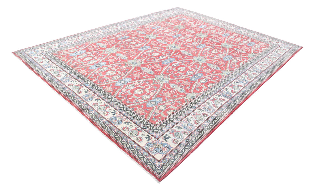 Afghan Kazak Rug 8' 10" x 11' 7" Hand-Knotted | No. AT66922