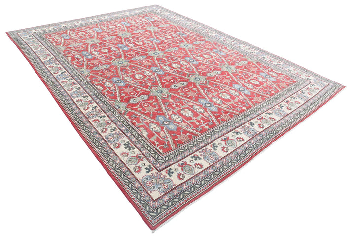Afghan Kazak Rug 8' 10" x 11' 7" Hand-Knotted | No. AT66922