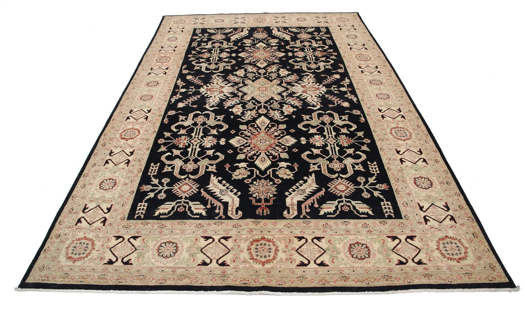 Afghan Ziegler Rug 6' 7" x 9' 9" Hand-Knotted | No. AT67052