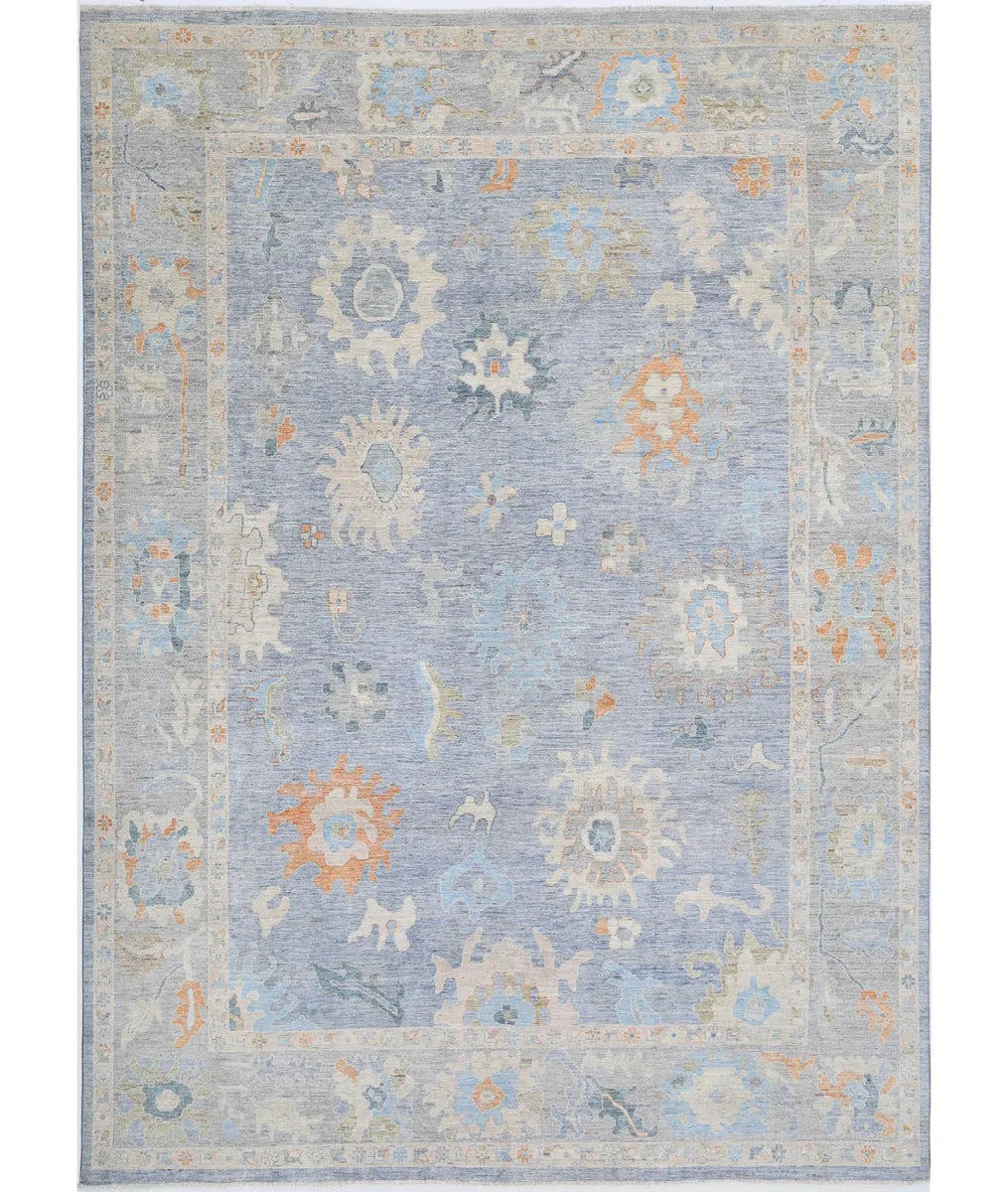 Blue Afghan Oushak Rug 10' 0" x 13' 11" Hand-Knotted | No. AT671327