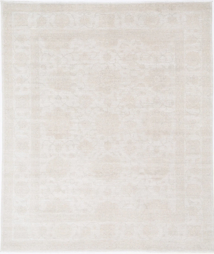 Ivory Afghan Tabriz Rug 8' 3" x 9' 7" Hand-Knotted | No. AT67155