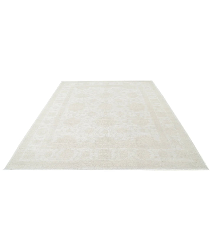 Ivory Afghan Tabriz Rug 8' 3" x 9' 7" Hand-Knotted | No. AT67155