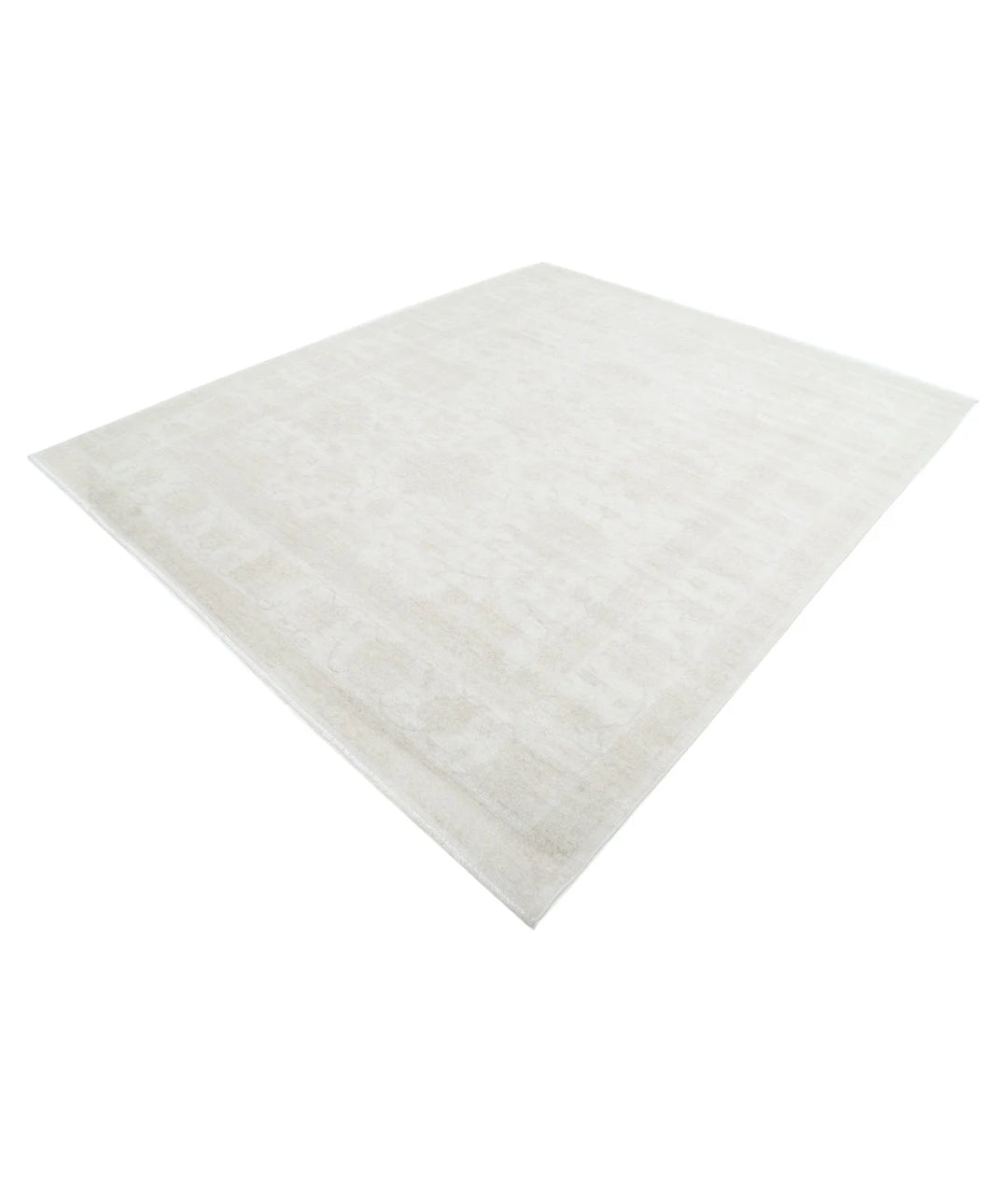 Ivory Afghan Tabriz Rug 8' 3" x 9' 7" Hand-Knotted | No. AT67155